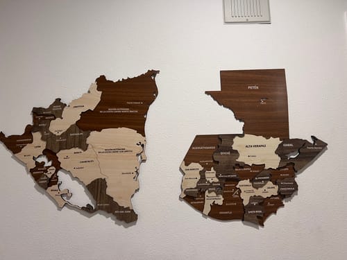 Wooden Nicaragua Map  - Wood Wall Art - 3D and Multiyared Nicaragua Map in a customer's home