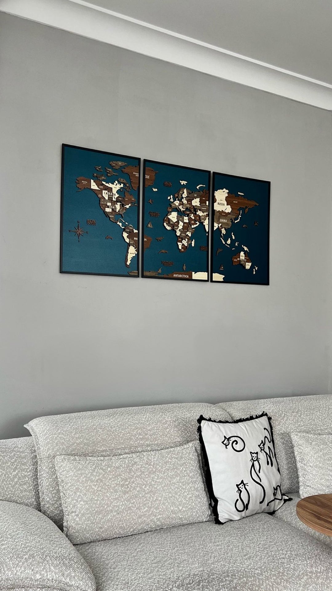 Wooden World Map 3D Multilayered, Pin Adventures & Home Decors in a customer's home