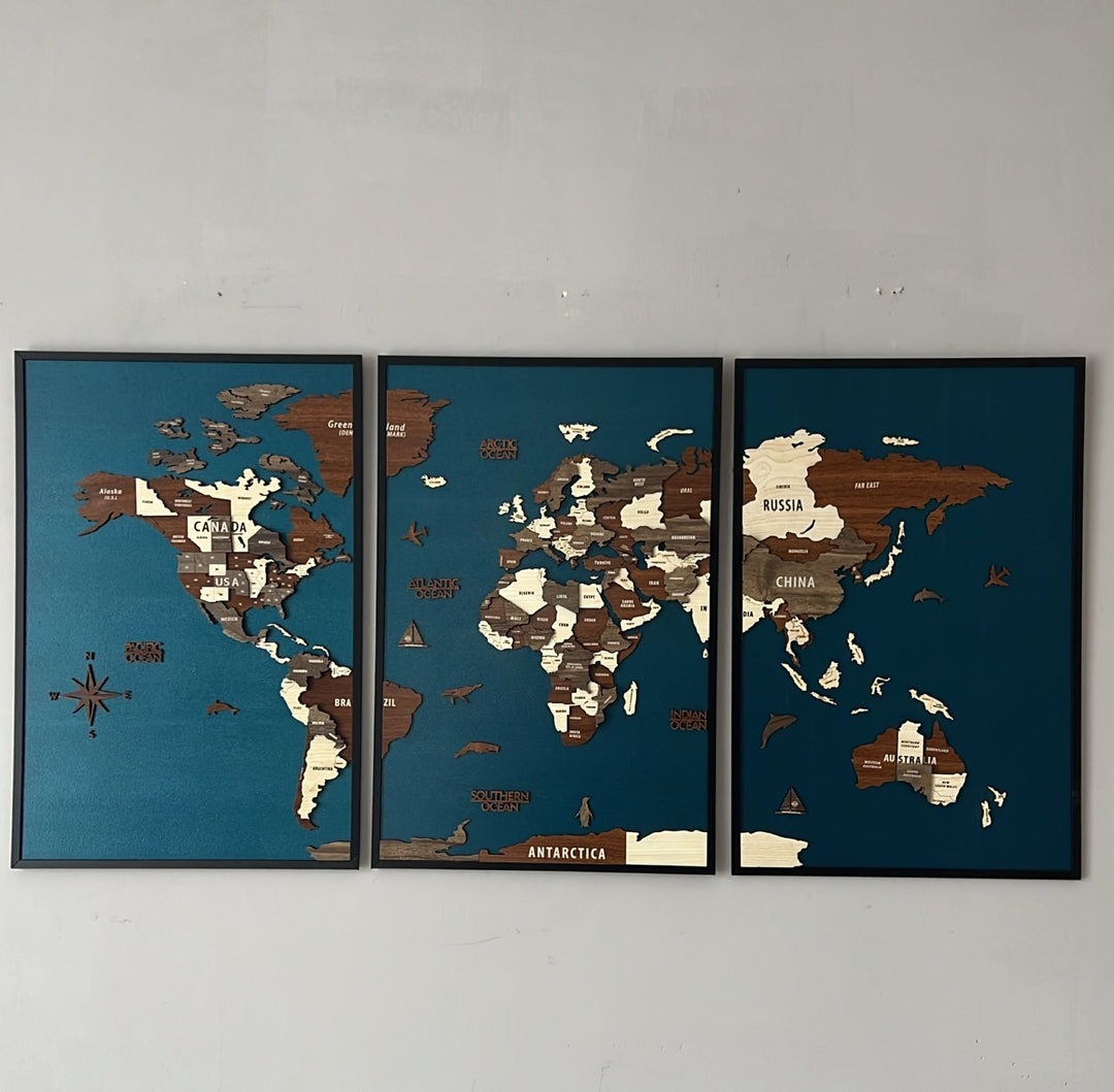 Wooden World Map 3D Multilayered, Pin Adventures & Home Decors in a customer's home