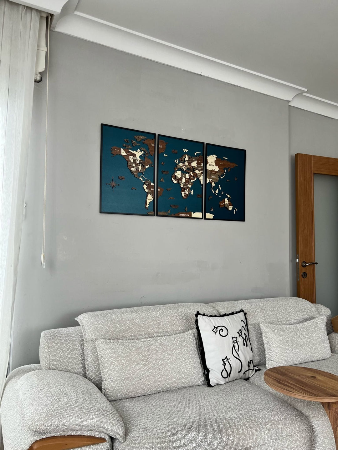 Wooden World Map 3D Multilayered, Pin Adventures & Home Decors in a customer's home