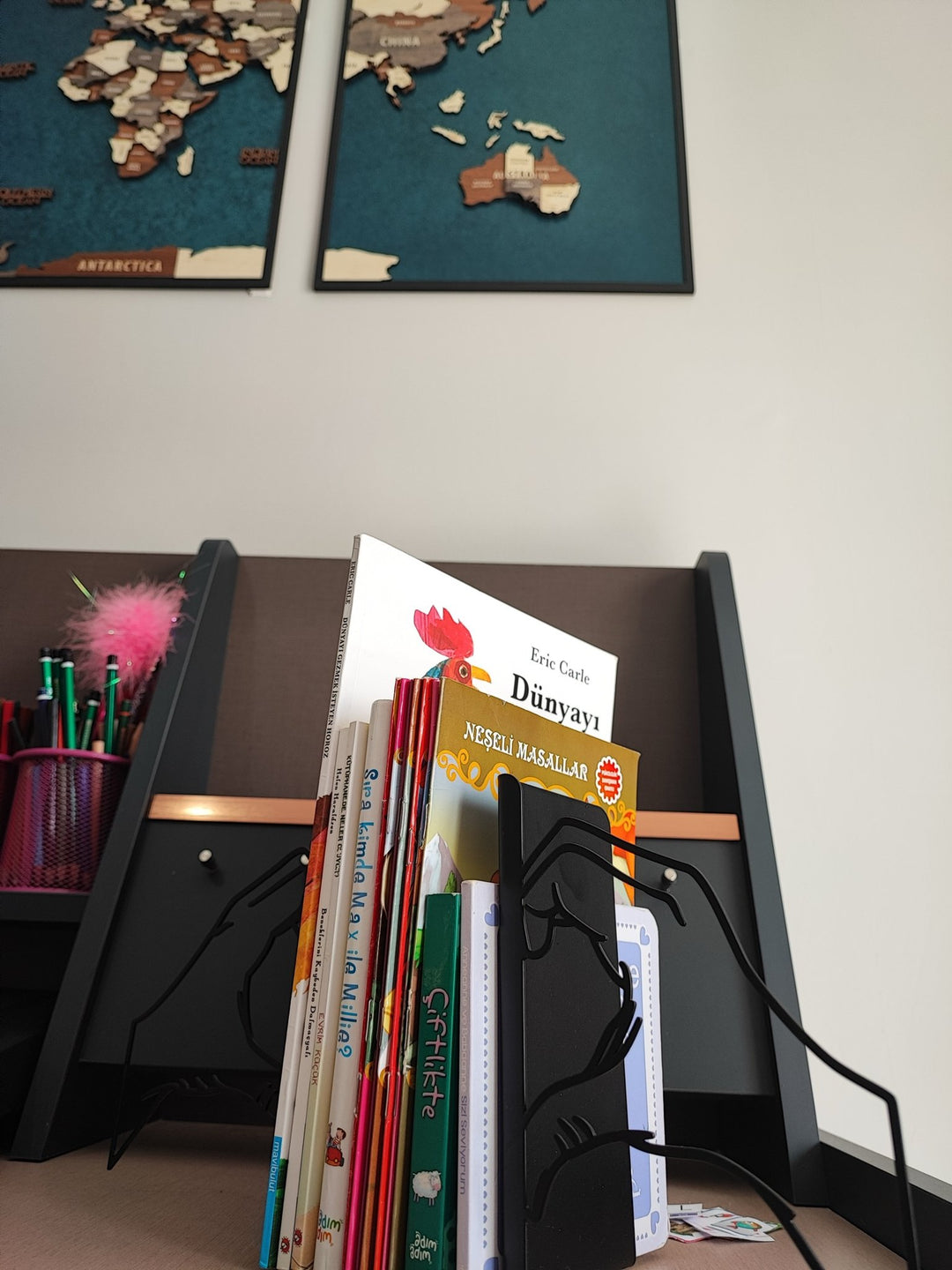 Wooden World Map 3D Multilayered, Pin Adventures & Home Decors in a customer's home