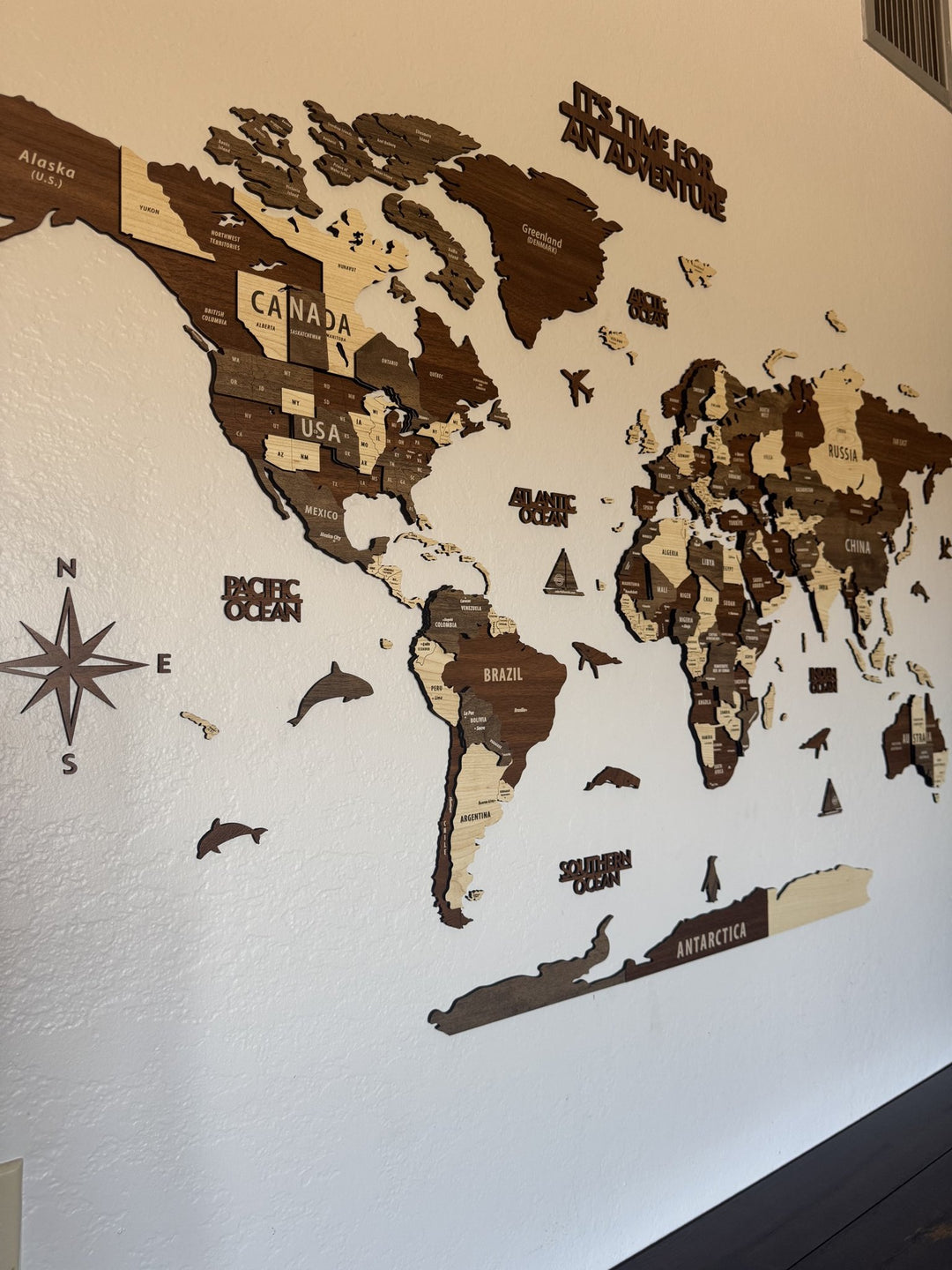 Wooden World Map Wall Art - 3d Wood Push Pin Maps, Multicolor styled by @barbs_escalante