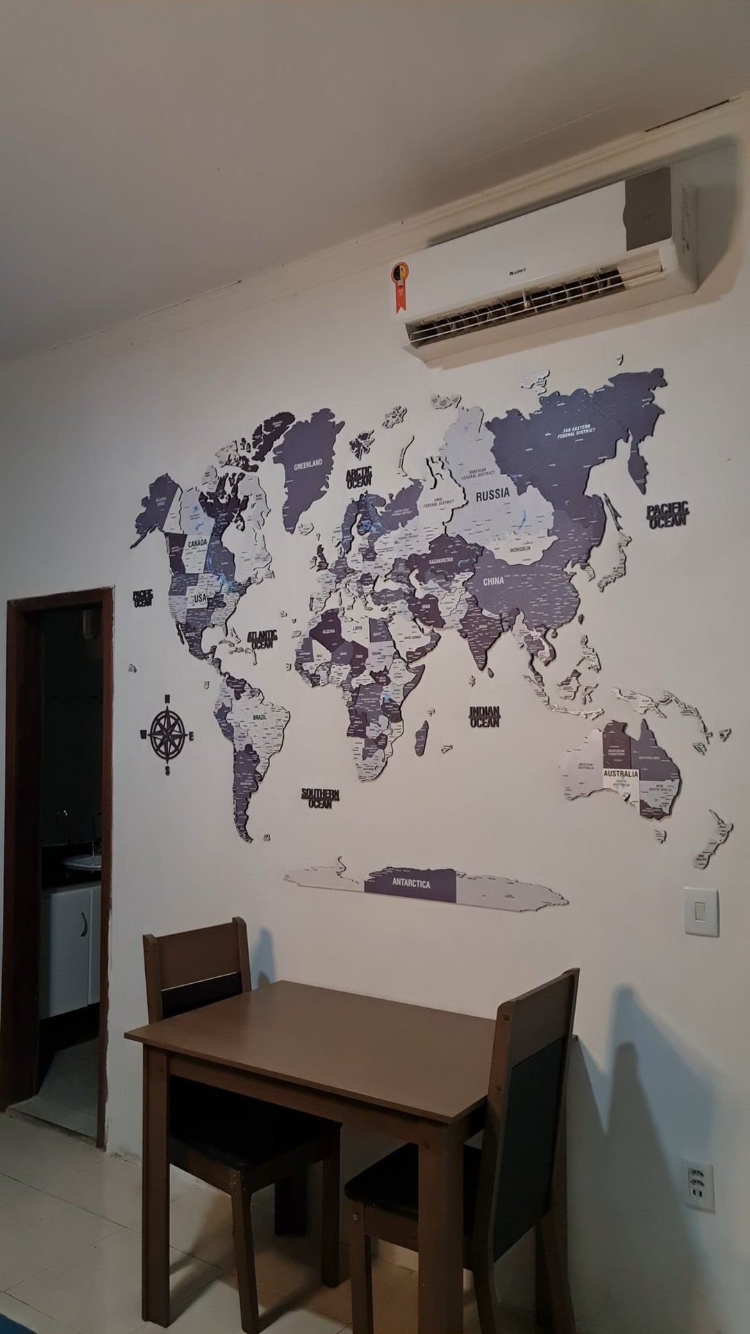 Wooden World Map for Wall - 3D Art & Vibrant Colors (Nimbus) styled by @lincolnvaladare