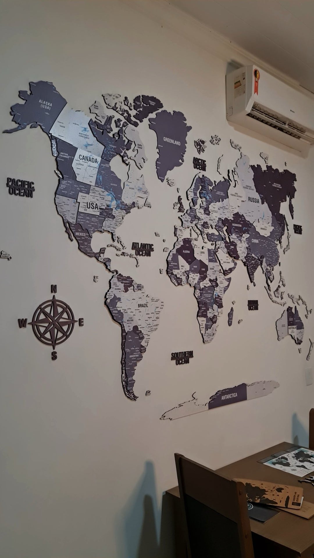 Wooden World Map for Wall - 3D Art & Vibrant Colors (Nimbus) styled by @lincolnvaladare