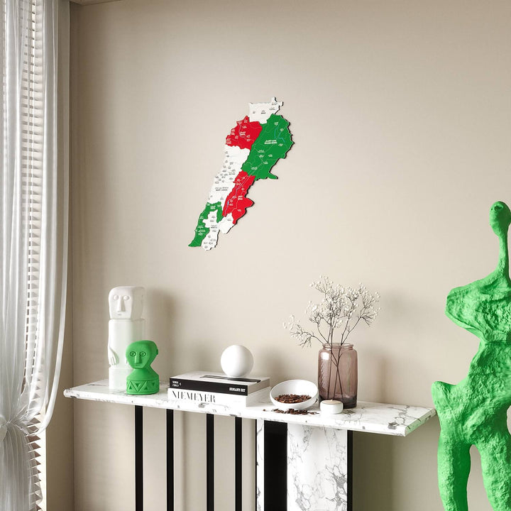 Lebanon Wooden Wall Map Colorful Flag Edition Decor