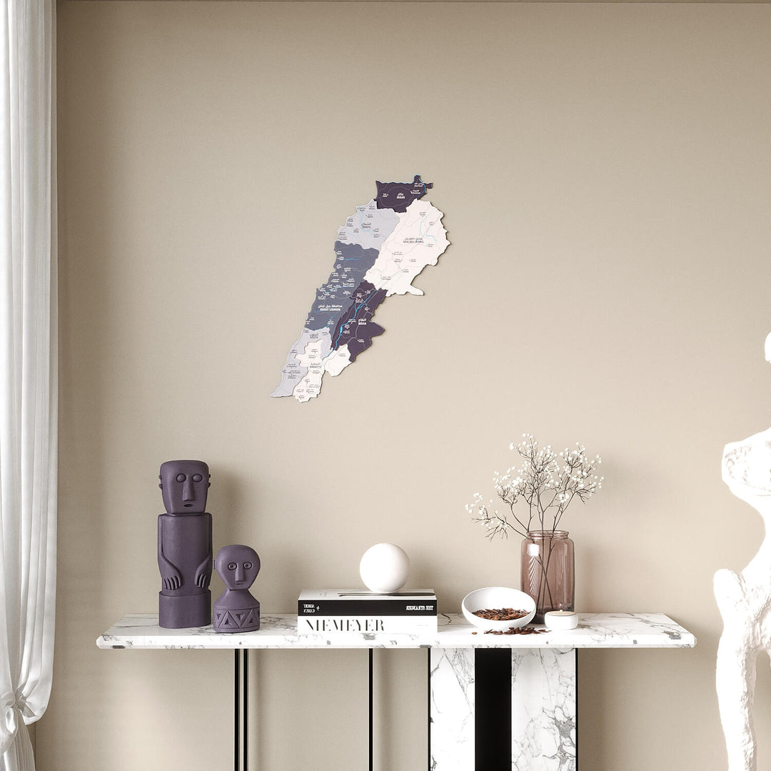 Lebanon Wooden Wall Map Colorful Flag Edition Decor