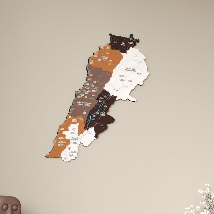 Lebanon Wooden Wall Map Colorful Flag Edition Decor