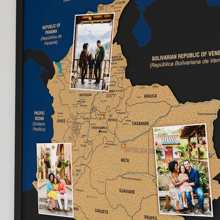 Framed Colombia Cork Map Wall Decor