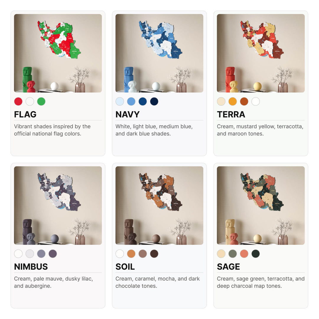 Iran Wooden Wall Map Colorful Flag Edition Decor