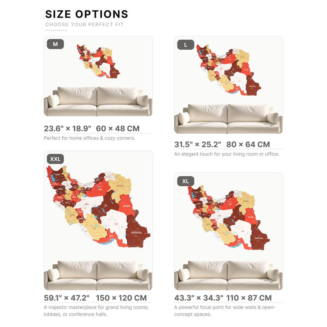 Iran Wooden Wall Map Colorful Flag Edition Decor