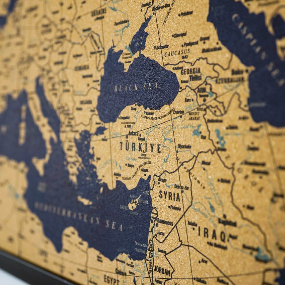 Framed Cork Map of Europe – Interactive Travel Pin Board