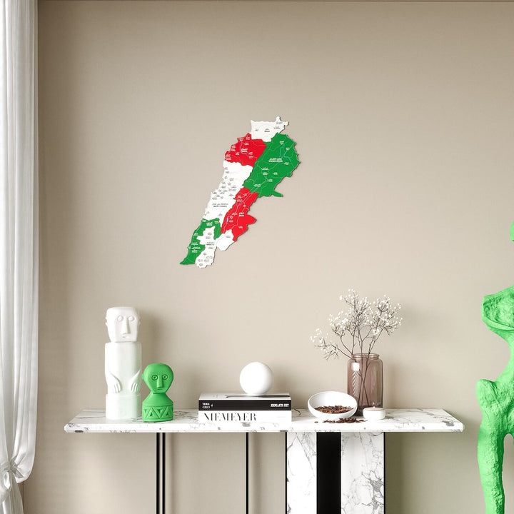 Lebanon Wooden Wall Map Colorful Flag Edition Decor