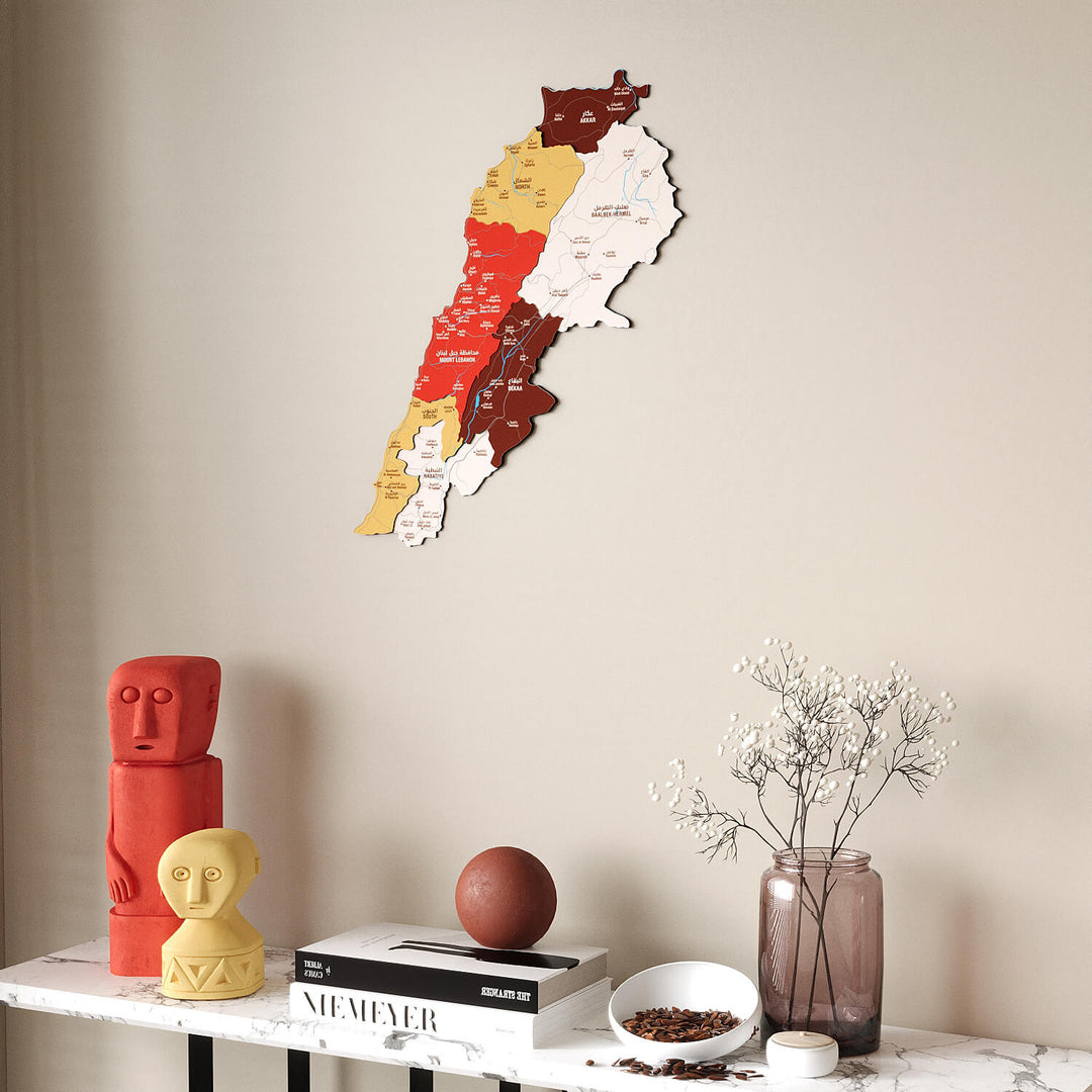 Lebanon Wooden Wall Map Colorful Flag Edition Decor