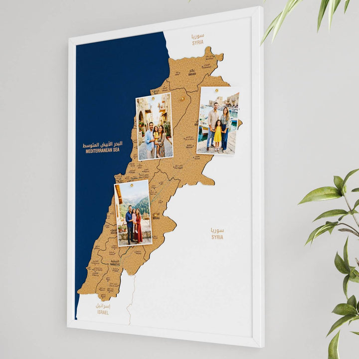 Framed Lebanon Cork Wall Map Decor