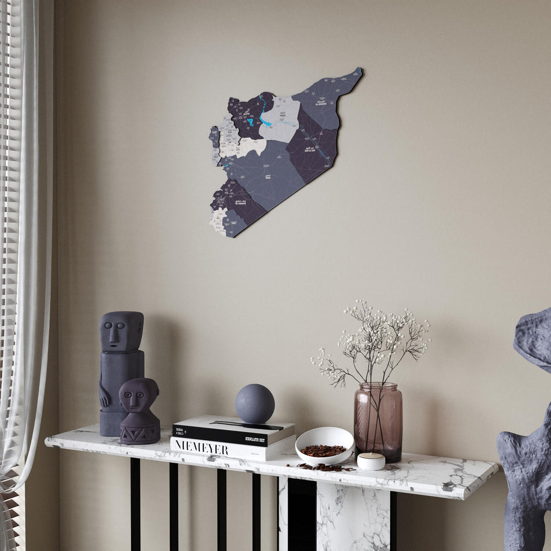 Syrian Wooden Wall Map 3D Art Decor
