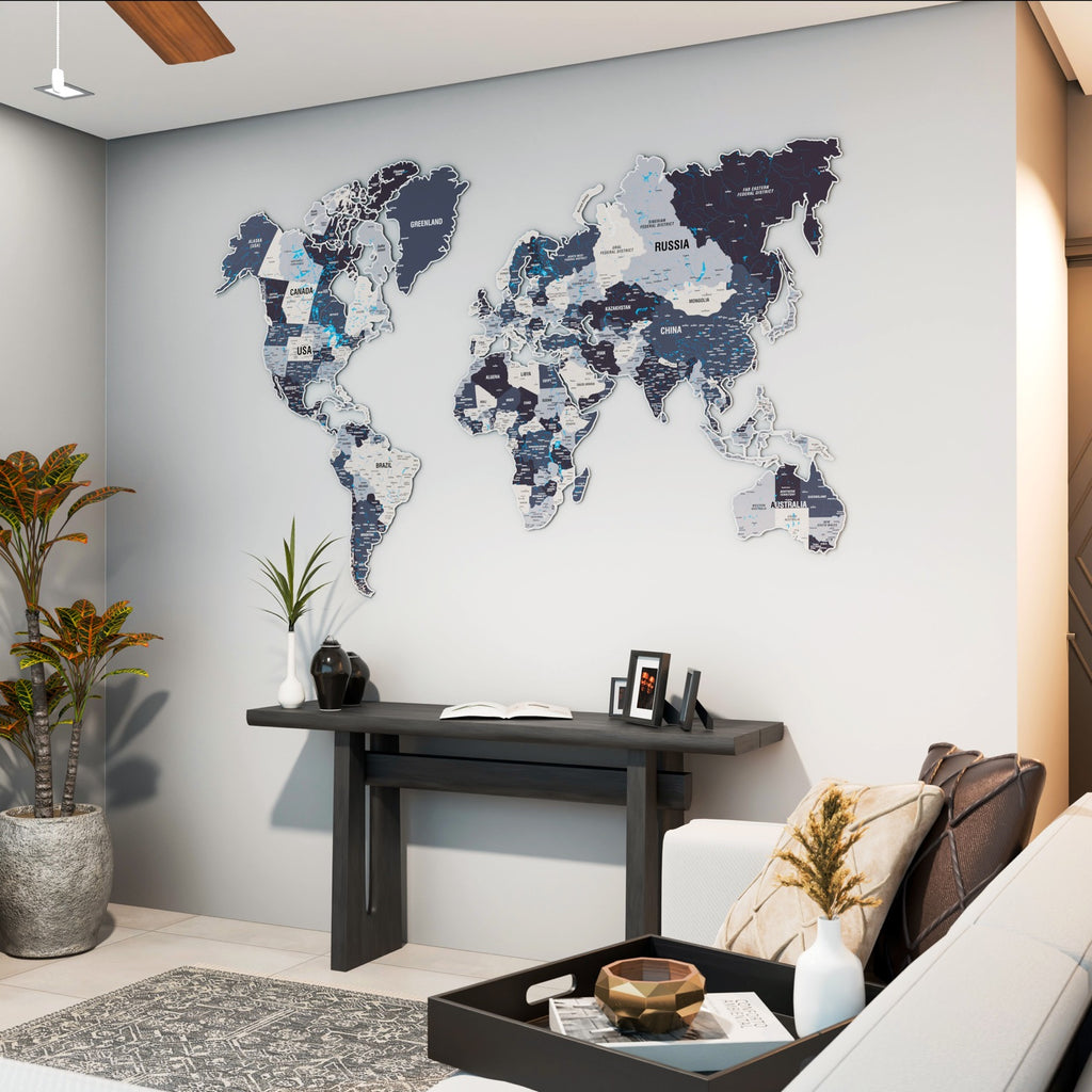 Metal World Map - UV Print Wall Art (Nimbus) – ColorfullWorlds