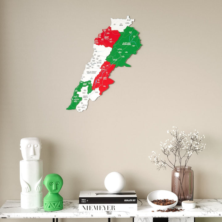 Lebanon Wooden Wall Map Colorful Flag Edition Decor