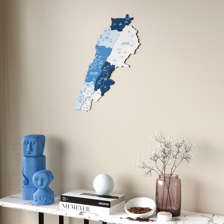 Lebanon Wooden Wall Map Colorful Flag Edition Decor