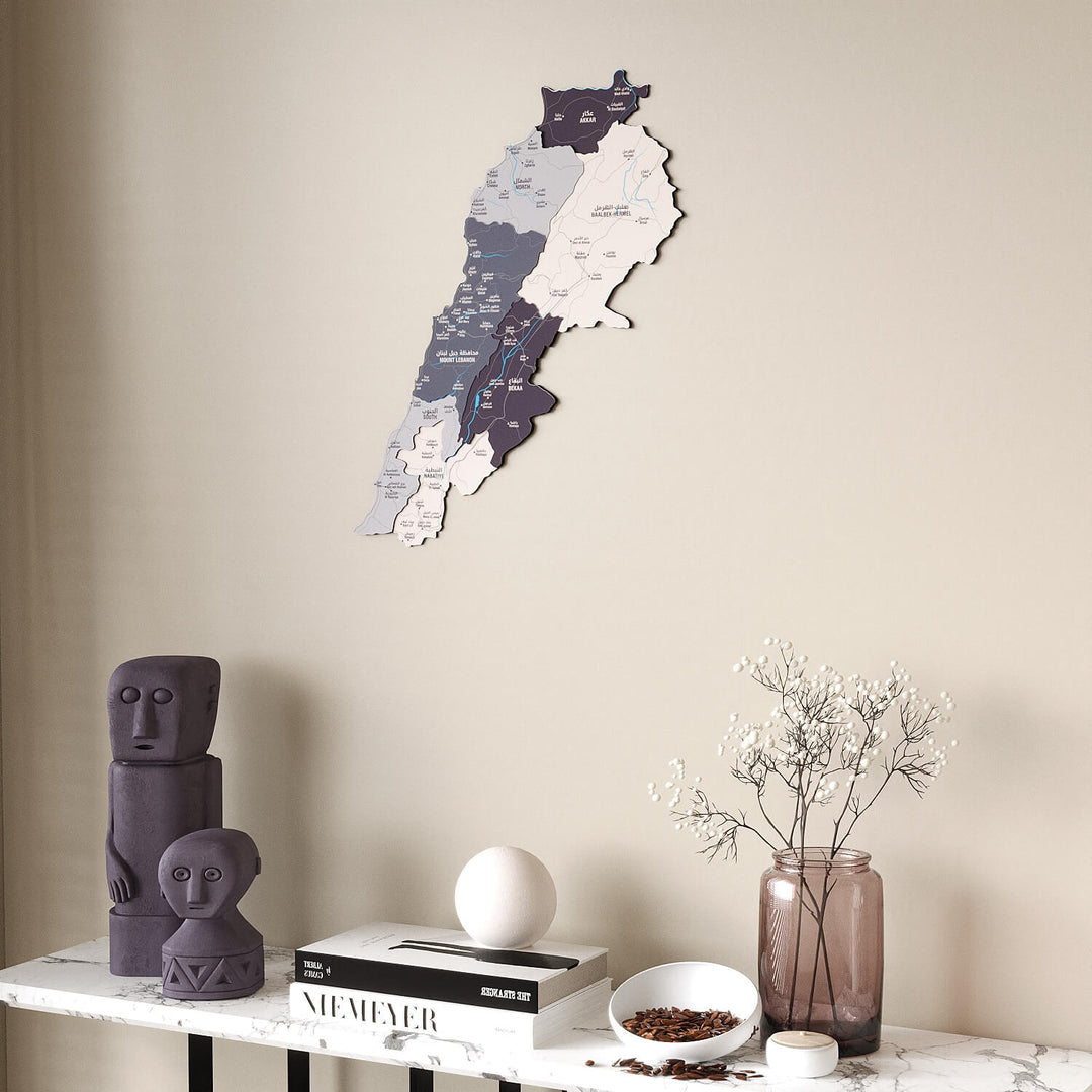 Lebanon Wooden Wall Map Colorful Flag Edition Decor