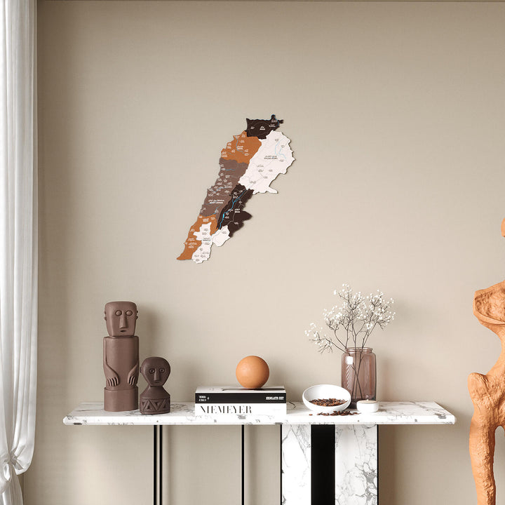 Lebanon Wooden Wall Map Colorful Flag Edition Decor