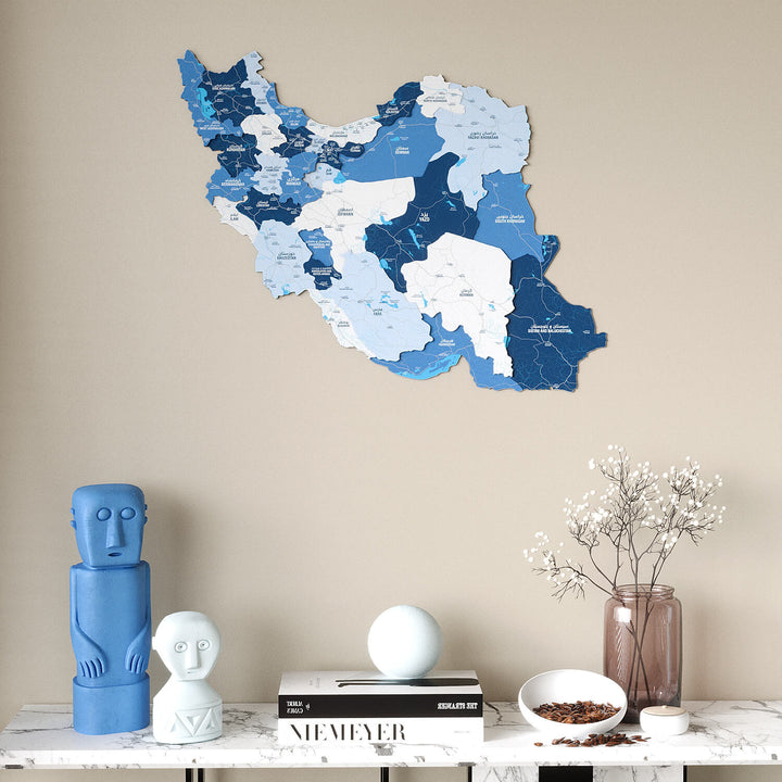Iran Wooden Wall Map Colorful Flag Edition Decor