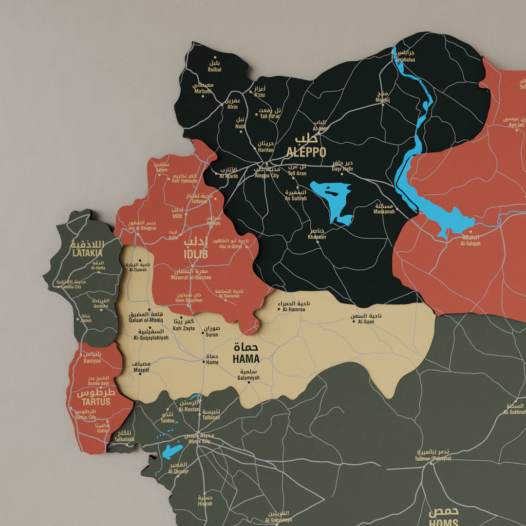 Syrian Wooden Wall Map 3D Art Decor
