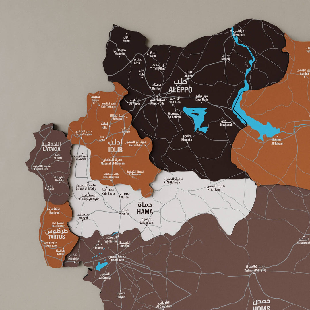 Syrian Wooden Wall Map 3D Art Decor
