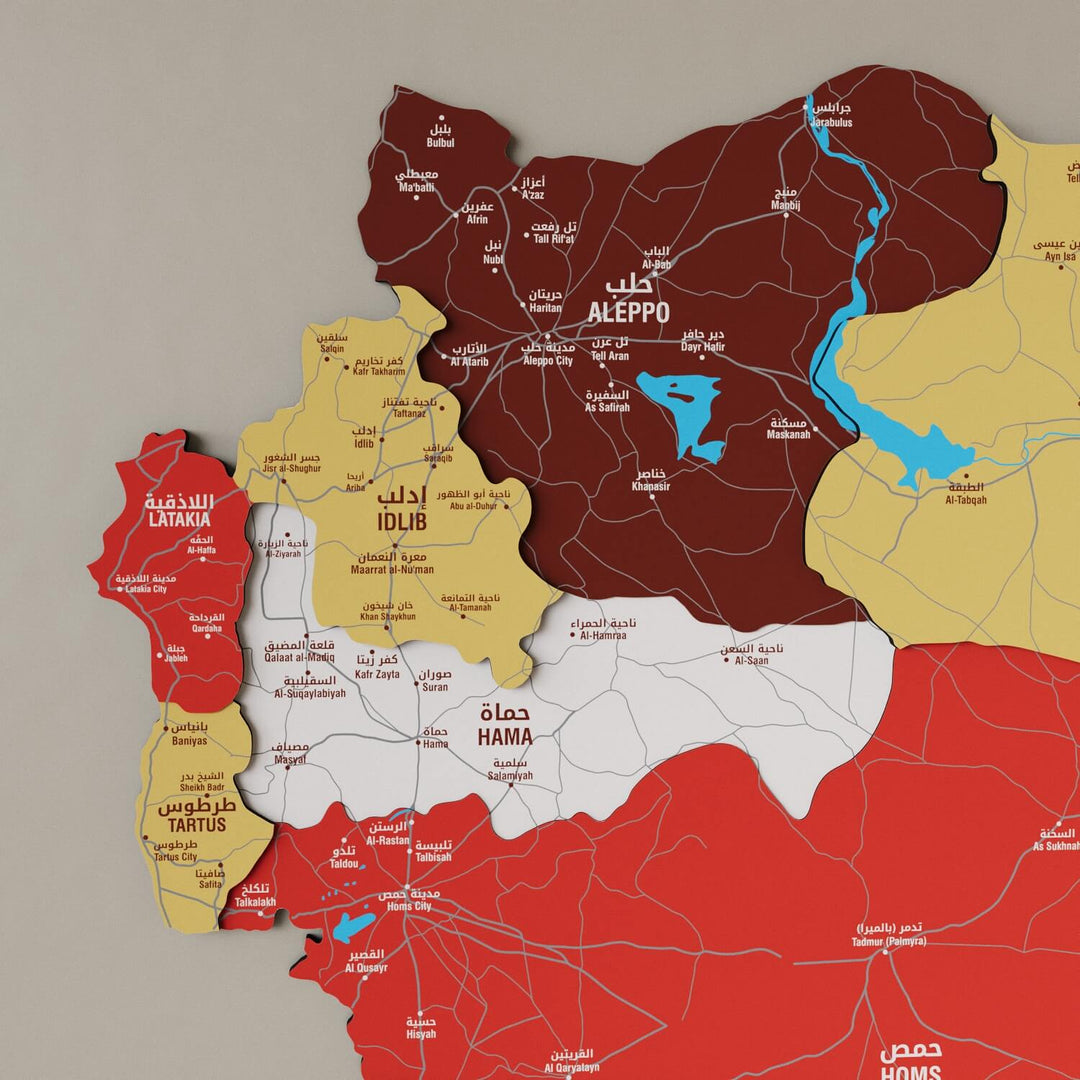 Syrian Wooden Wall Map 3D Art Decor