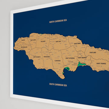 Framed Jamaica Cork Wall Map Decor