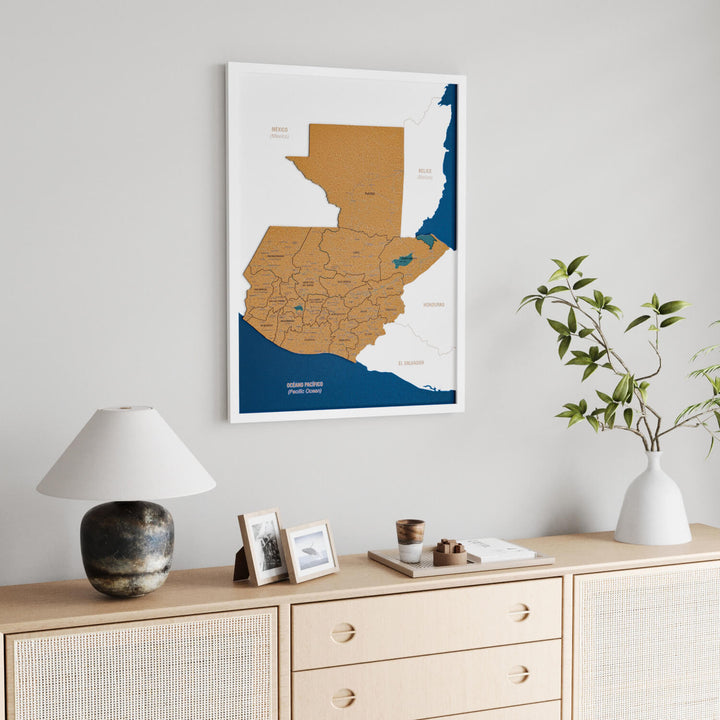 Framed Guatemala Cork Wall Map Decor