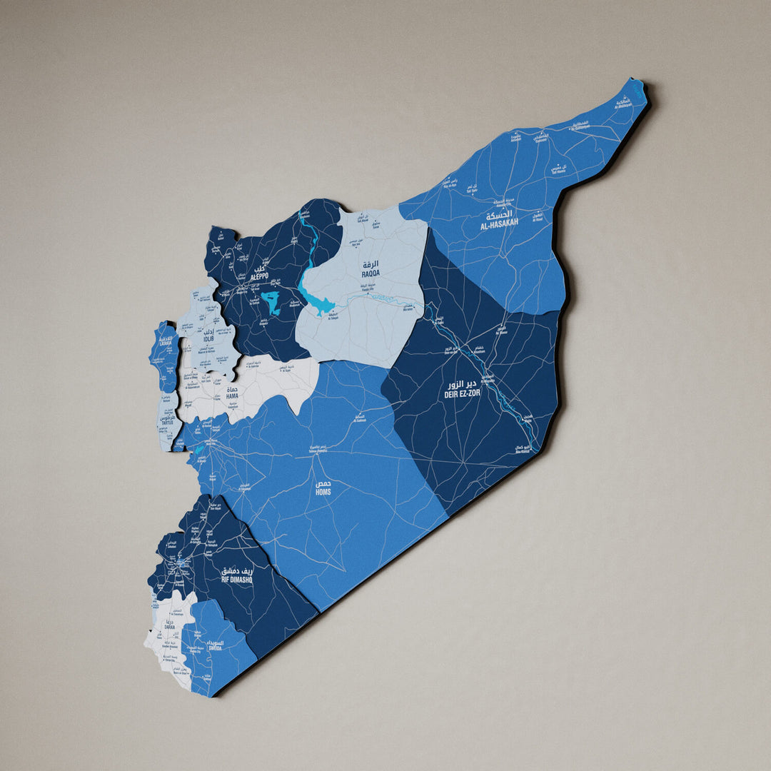 Syrian Wooden Wall Map 3D Art Decor