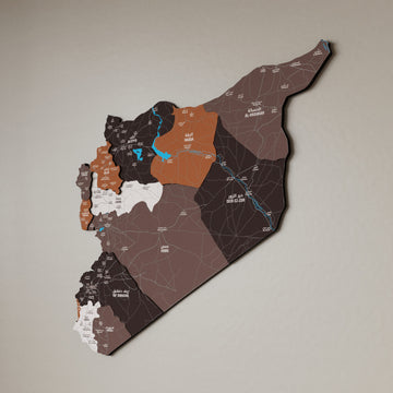 Syrian Wooden Wall Map 3D Art Decor