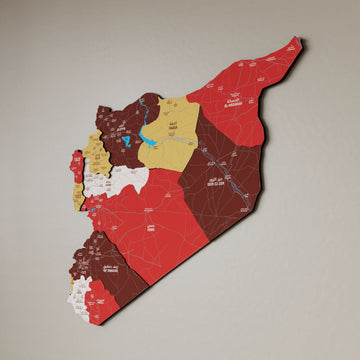 Syrian Wooden Wall Map 3D Art Decor