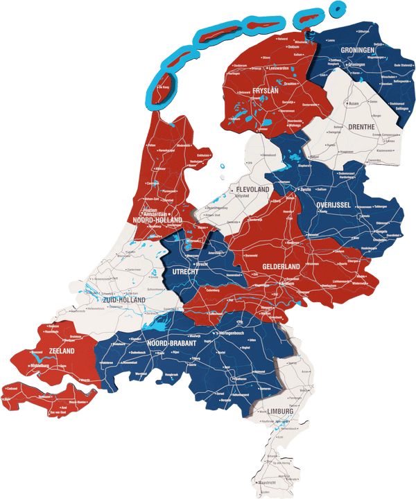 Netherlands Wooden Wall Map - 3D UV Printed Wall Art &mdash; size  shown to scale on a 4.2 metre wall