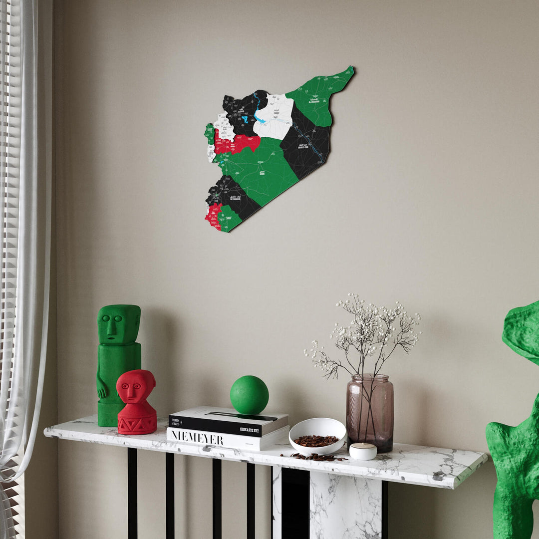 Syrian Wooden Wall Map 3D Art Decor