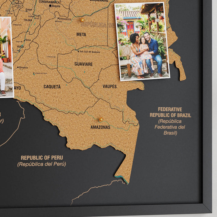 Framed Colombia Cork Map Wall Decor