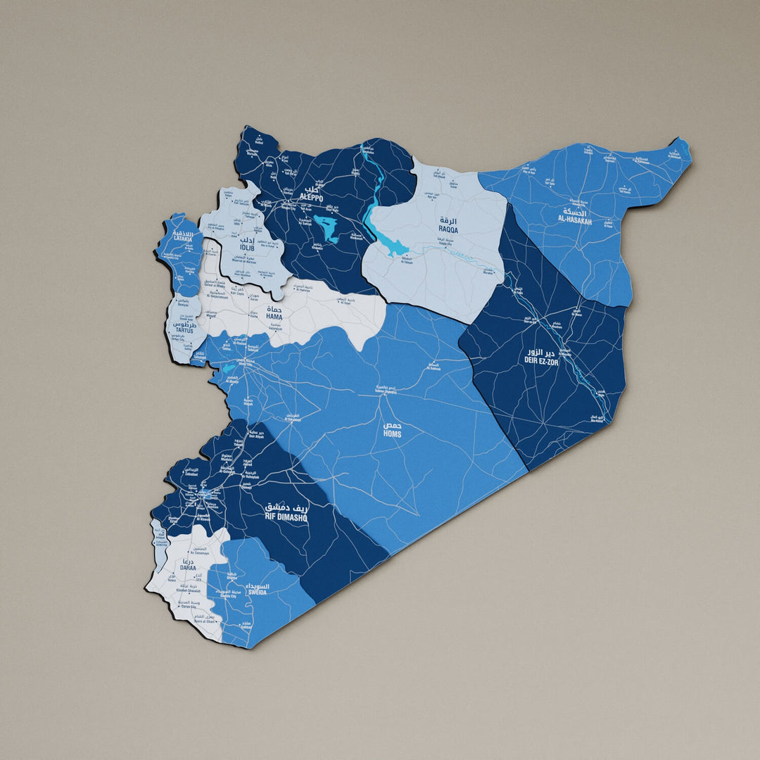 Syrian Wooden Wall Map 3D Art Decor