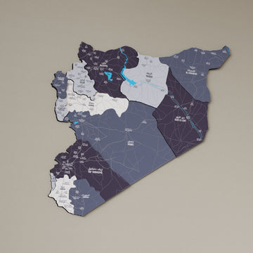 Syrian Wooden Wall Map 3D Art Decor