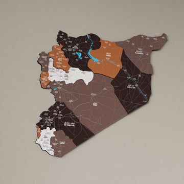 Syrian Wooden Wall Map 3D Art Decor