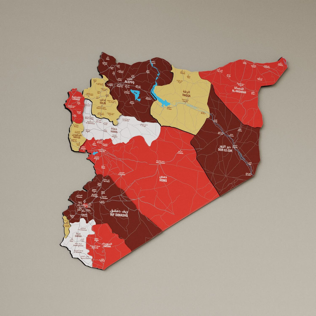 Syrian Wooden Wall Map 3D Art Decor