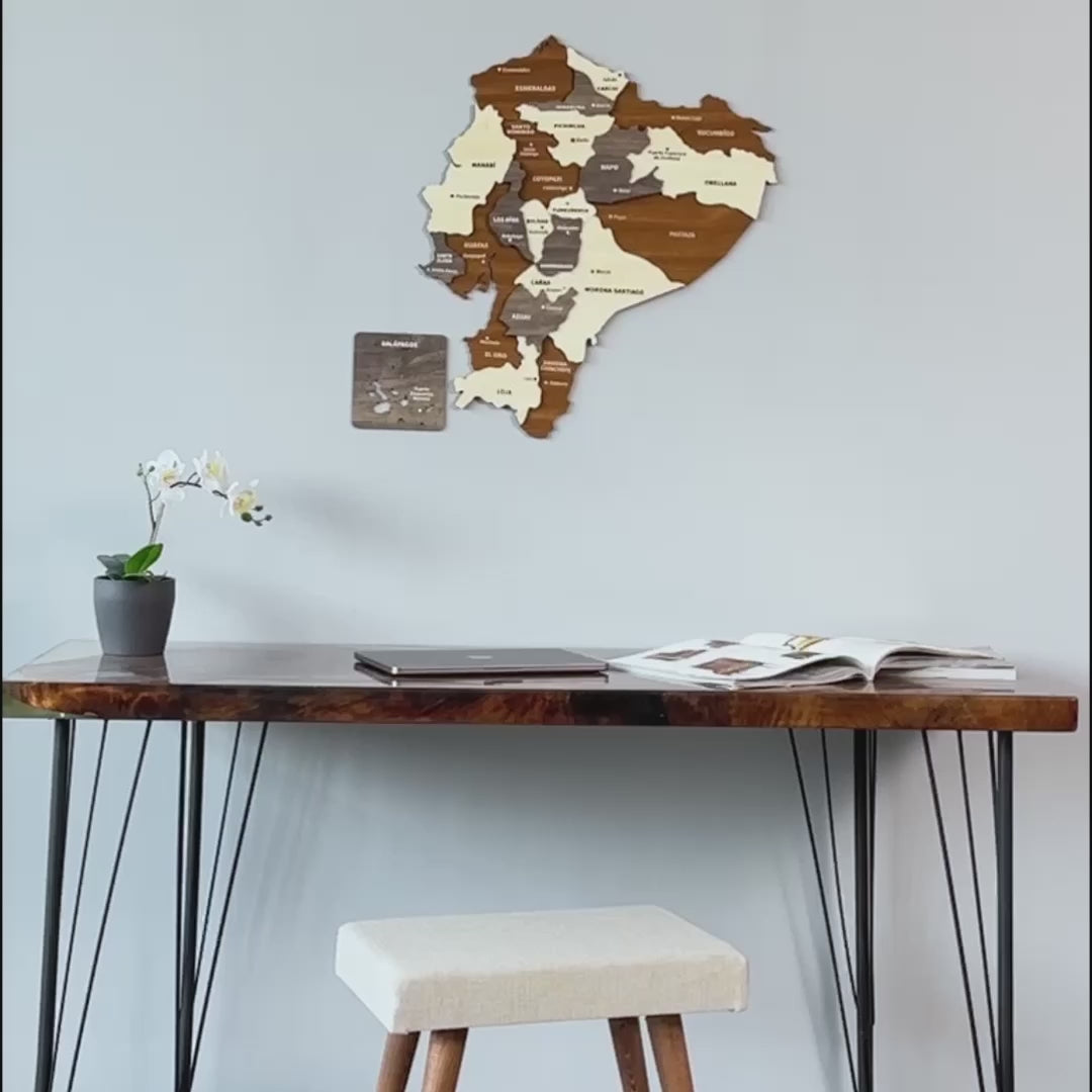 Wooden Ecuador Map  - Wood Wall Art - 3D and Multiyared Ecuador Map