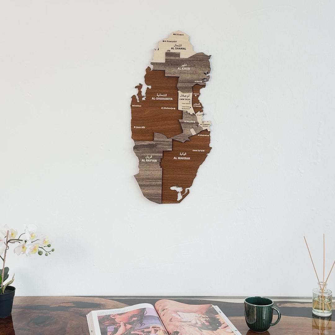 wooden-wall-map-of-qatar-video-3d-and-multicolor-home-and-office-decor-artistic-design-colorfullworlds