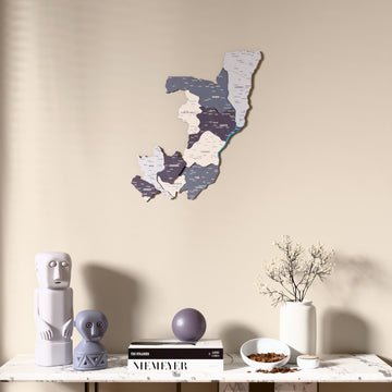 Nimbus Republic of the Congo wooden wall map above a marble console, front view