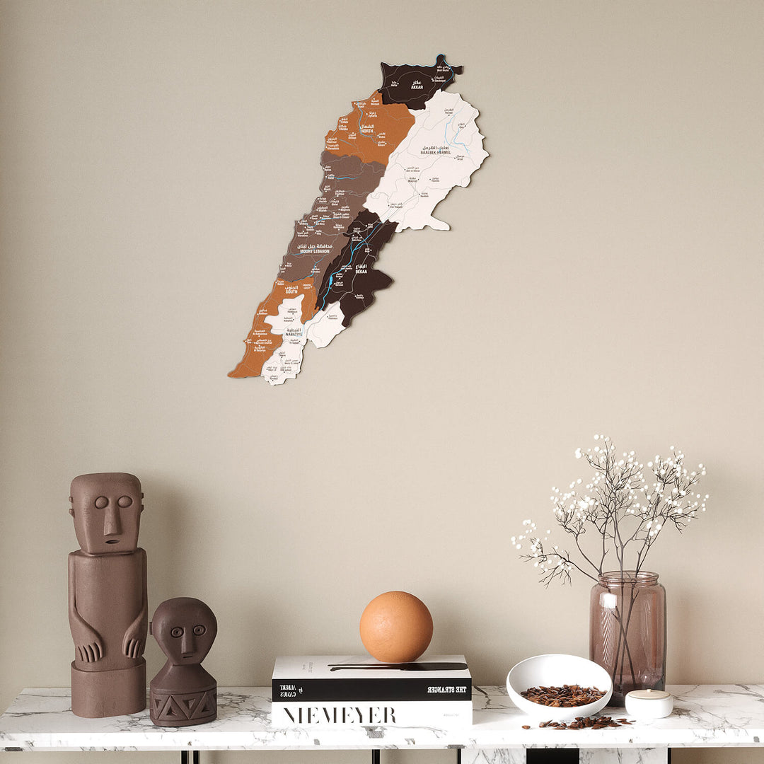 Lebanon Wooden Wall Map Colorful Flag Edition Decor