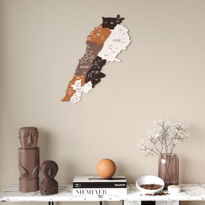 Lebanon Wooden Wall Map Colorful Flag Edition Decor