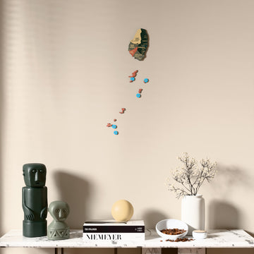 Sage Saint Vincent and the Grenadines wooden wall map above a marble console, front view
