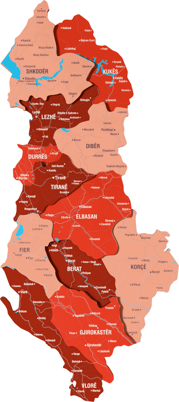 Albania Wooden Wall Map - 3D UV Printed Wall Art &mdash; size  shown to scale on a 4.2 metre wall