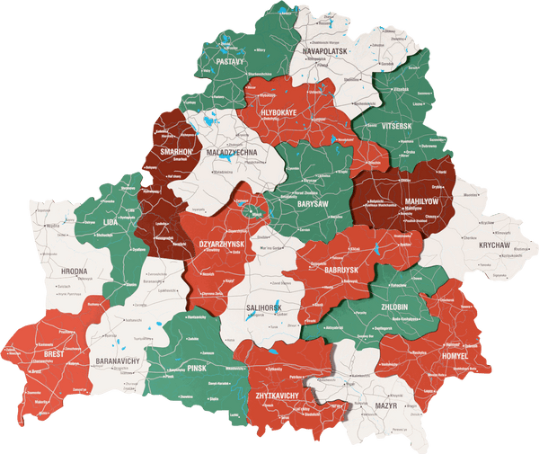 Belarus Wooden Wall Map - 3D UV Printed Wall Art &mdash; size  shown to scale on a 4.2 metre wall