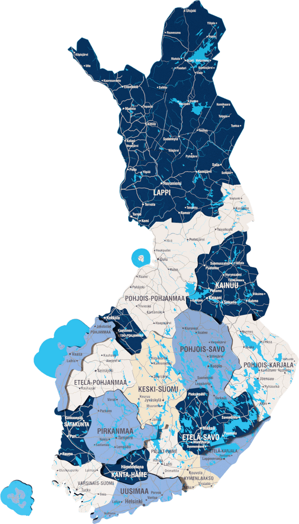 Finland Wooden Wall Map - 3D UV Printed Wall Art &mdash; size  shown to scale on a 4.2 metre wall