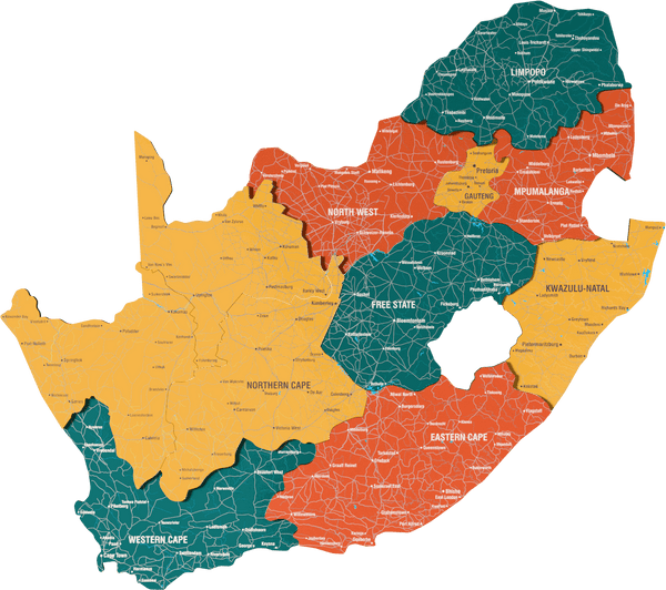 South Africa Wooden Wall Map - 3D UV Printed Wall Art &mdash; size  shown to scale on a 4.2 metre wall